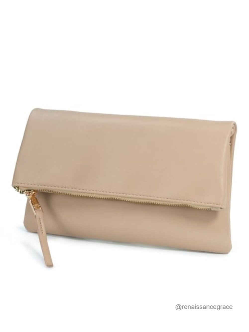 Women's Zipper Foldover Clutch Vegan Leather Envelope Crossbody Bag with Chain